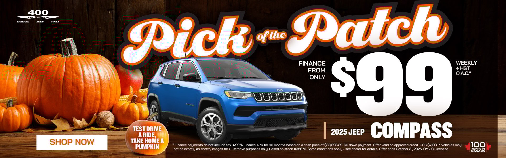 Pick of The Patch - 2025 Jeep Compass Finance From Only $99 + HST O.A.C.* Pick of The Patch - 2025 Jeep Compass Finance From Only $99 + HST O.A.C.*